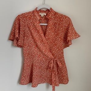 Monteau / Floral Blouse with Tie / Size M